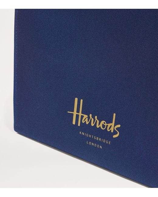 Harrods Blue Small Cotton Logo Tote Bag