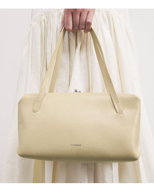 Jil Sander Natural Small Leather Goji Pillow Shoulder Bag