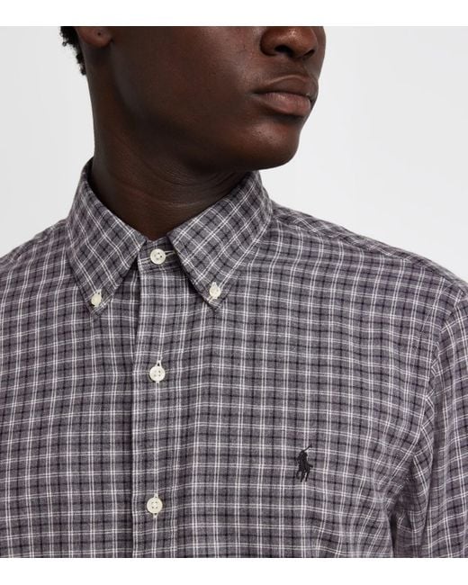 Polo Ralph Lauren Gray Cotton Twill Check Shirt for men