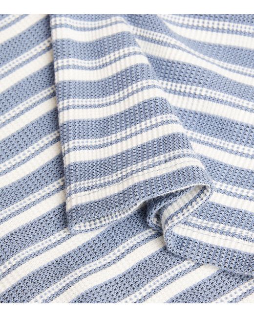 Oliver Spencer Blue Knitted Striped Polo Shirt for men