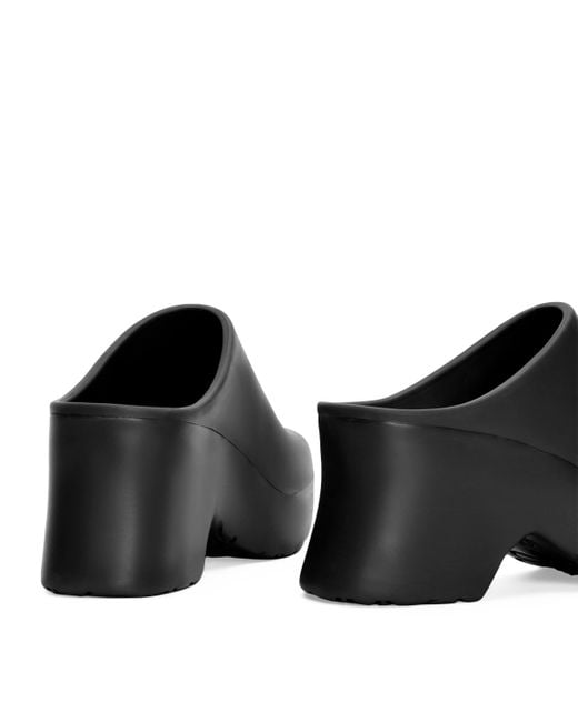 Loewe Terra Curved-heel Leather Heeled Mules in Black | Lyst
