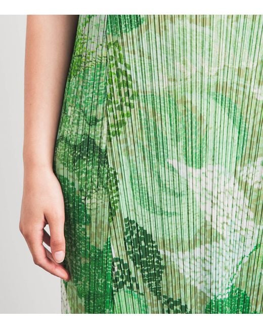 Pleats Please Issey Miyake Green Pleated Foggy Forest Midi Dress