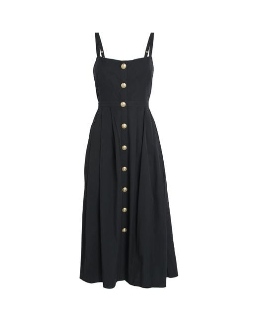 L'Agence Black Poplin Esmerelda Midi Dress