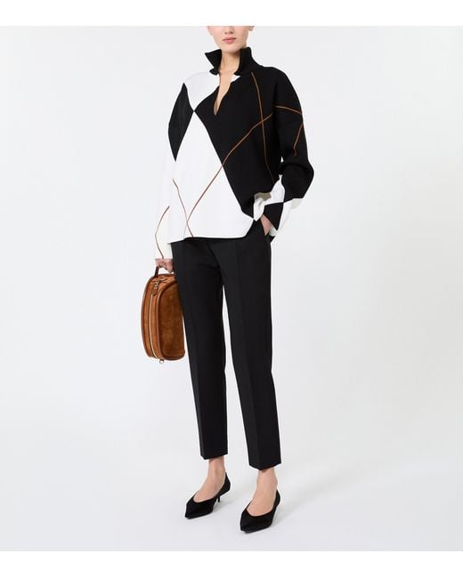 Max Mara Black Wool-Blend Cropped Trousers