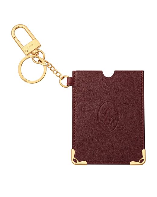 Cartier Purple Leather Must De Keyring Card Holder