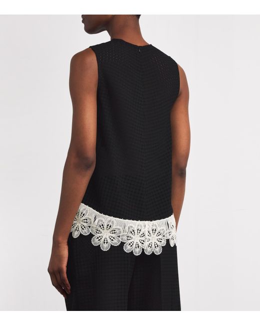 LaDoubleJ Black Crochet Lace-Trim La Scala Top