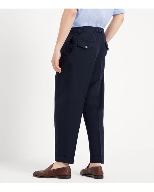 Brunello Cucinelli Blue Linen-cotton Relaxed Chinos for men