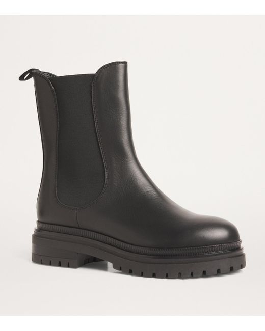 Weekend by Maxmara Black Leather Livrea Chelsea Boots