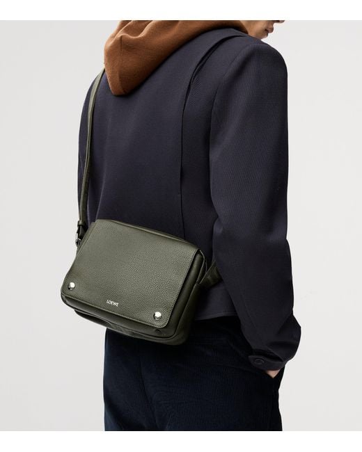 Loewe Green Medium Leather Pebble Messenger Bag for men