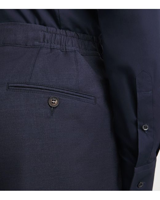 Pal Zileri Blue Stretch-Virgin Wool Half-Elasticated Trousers for men