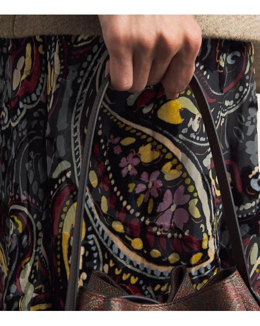 Etro Black Silk Long-Sleeve Midi Dress