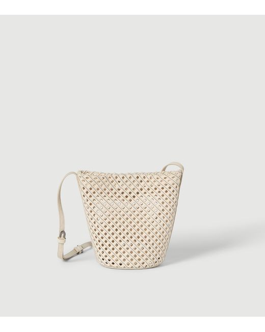 Brunello Cucinelli White Cotton Woven Bucket Bag
