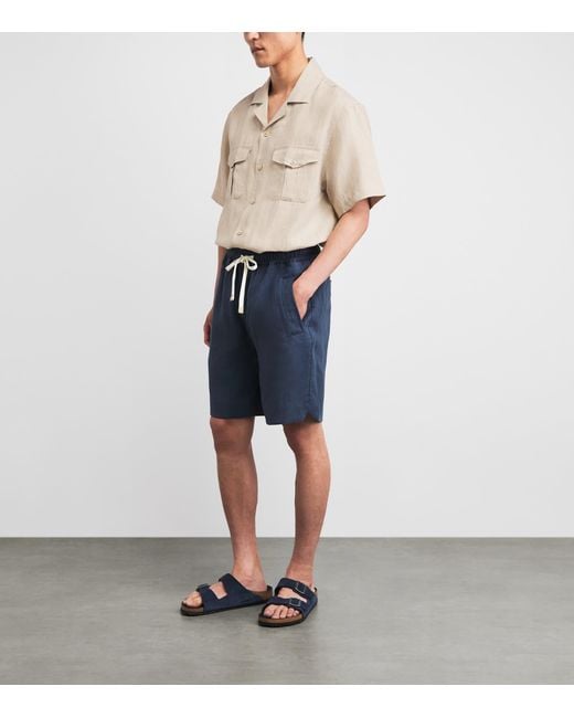 Eleventy White Linen Bowling Shirt for men