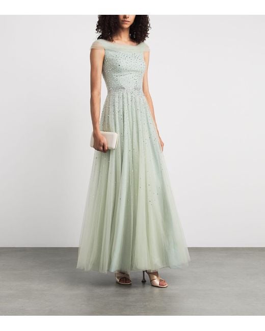 Jenny Packham White Tulle Embellished Shayla Gown