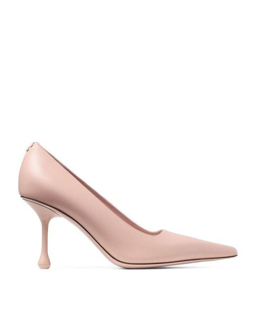 Jimmy Choo Pink Ixia 80 Leather Pumps