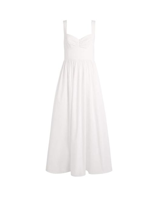 Matteau White Organic Cotton Gathered Midi Dress
