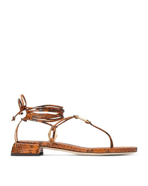 Jimmy Choo Brown Onyxia 25 Leather Strappy Sandals