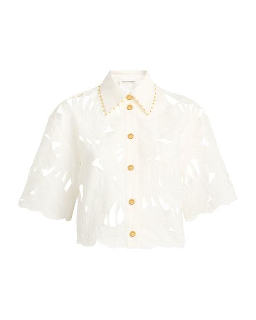 Zimmermann White Cotton Embroidered Mahon Shirt