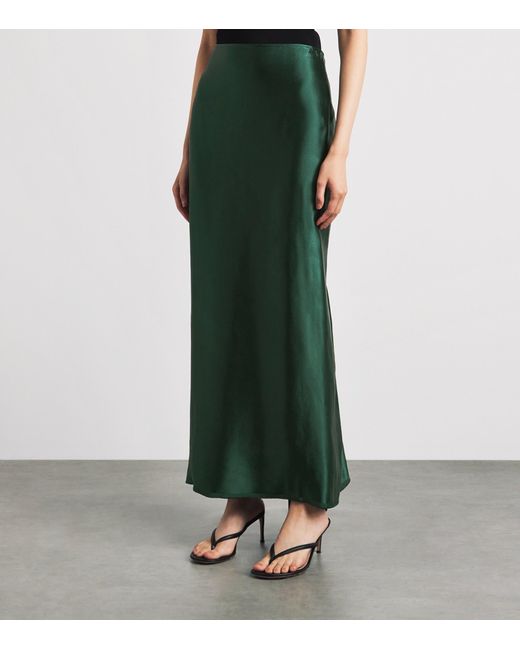 FFORME Green Satin Jovie Maxi Skirt