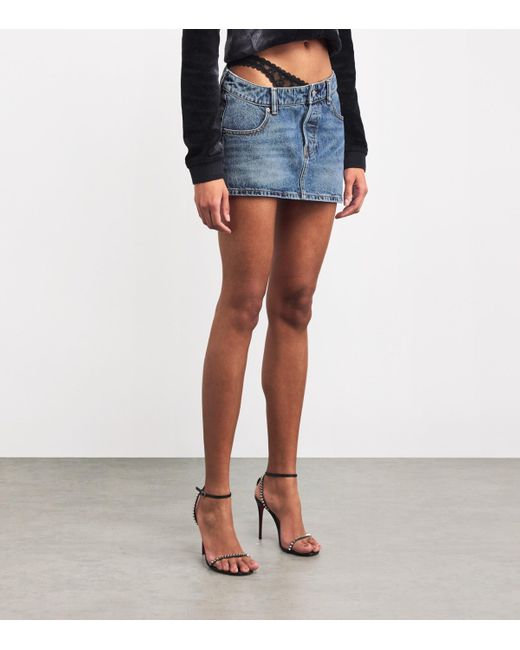 Alexander Wang Blue Denim Asymmetric Thong Mini Skirt