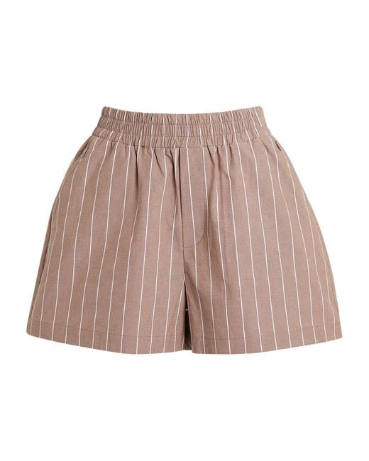 GOOD AMERICAN Brown Striped The Weekend Shorts