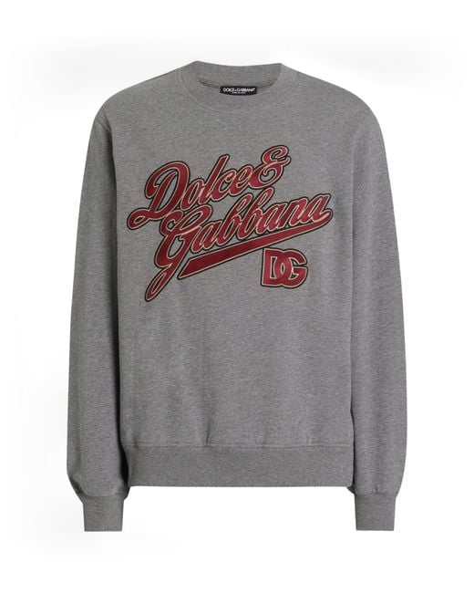 Dolce & Gabbana Gray Cotton Graphic Sweatshirt