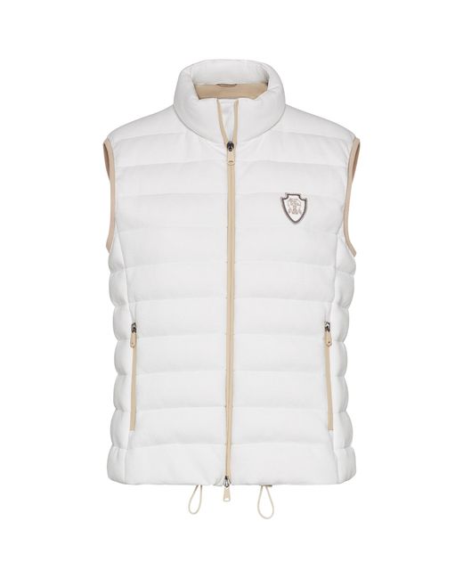 Brunello Cucinelli White Techno Cotton Piqué Logo Gilet