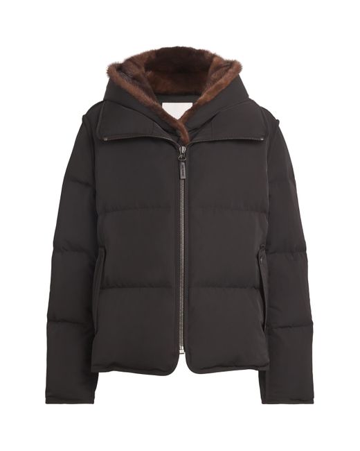 Yves Salomon Black Down-Mink Technical Puffer Jacket