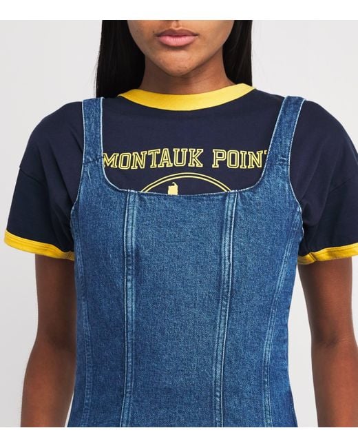 Maje Blue Denim Flared Mini Dress