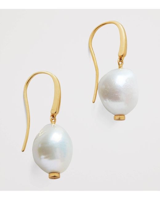 Monica Vinader White Vermeil And Keshi Pearl Nura Earrings