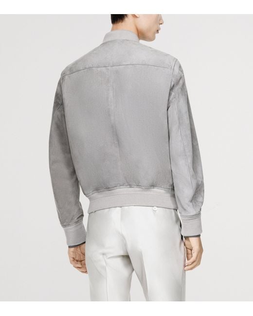 Tom Ford Gray Suede Bomber Jacket for men