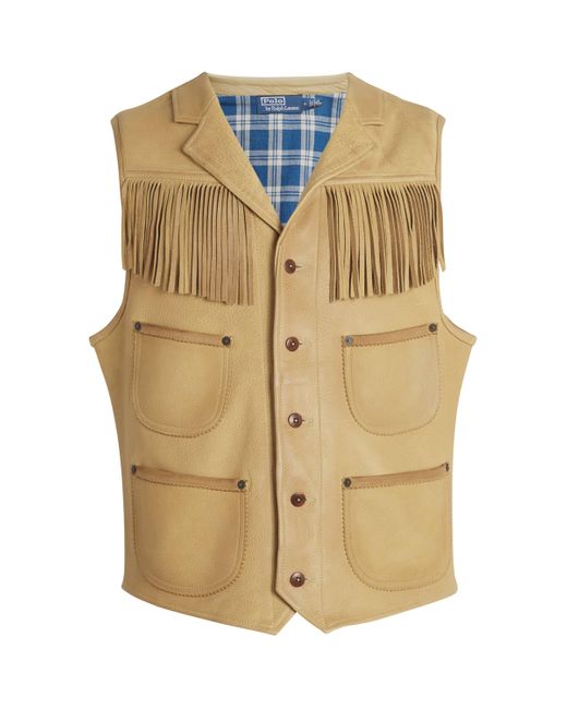 Polo Ralph Lauren Natural Deerskin Fringe Waistcoat for men