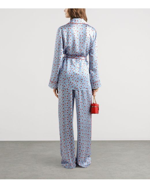Dolce & Gabbana Blue Silk Floral Shirt