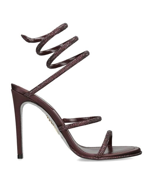 Rene Caovilla Black Satin Crystal-Embellished Cleo Sandals 105