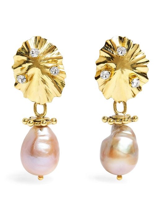 Ulla Johnson Metallic Pearl Dangle Earrings