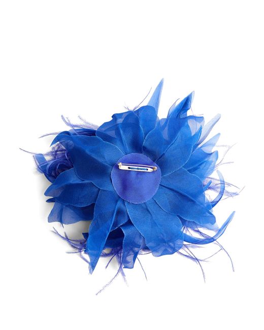 Marina Rinaldi Blue Feather-trim Brooch