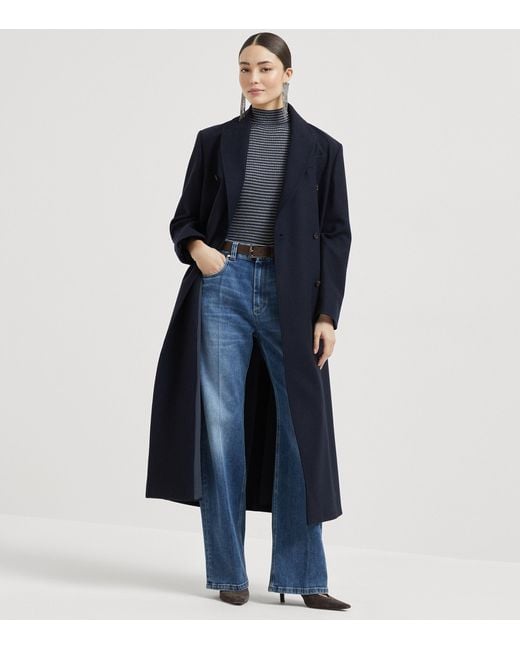 Brunello Cucinelli Blue Comfort Cotton Wide-Leg Jeans