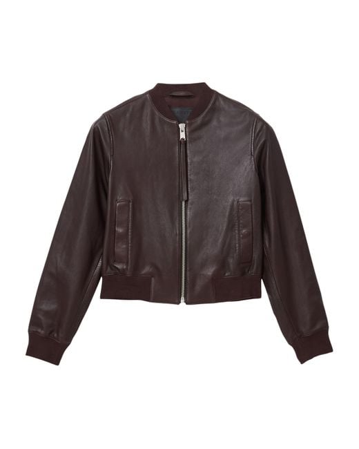AllSaints Brown Leather Orten Bomber Jacket