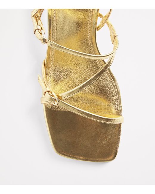 Sandro Metallic Leather Heeled Sandals 65