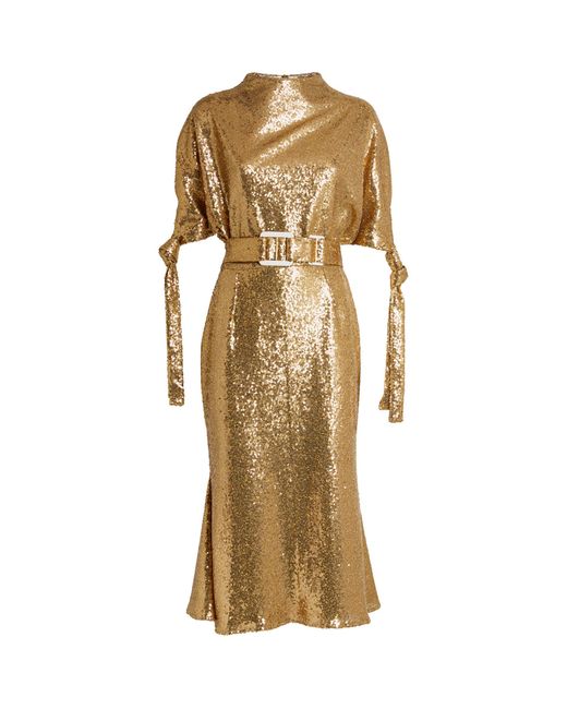 Edeline Lee Metallic Sequin-embellished Pedernal Midi Dress