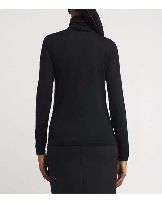 Max Mara Black Virgin Wool Turtleneck Sweater