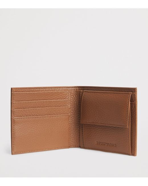 Emporio Armani Brown Leather Bifold Wallet for men