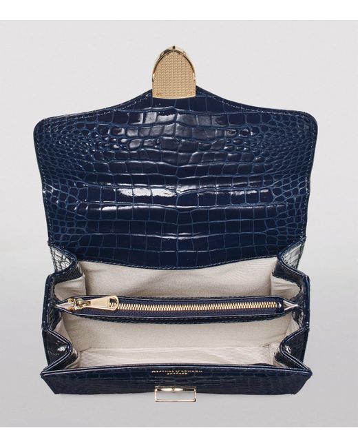 Aspinal Blue Midi Mayfair Top-Handle Bag