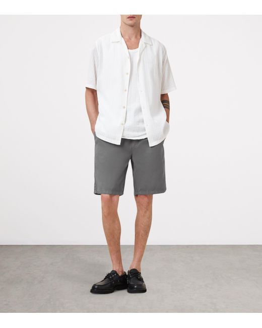 AllSaints Gray Cotton-Linen Hanbury Shorts for men