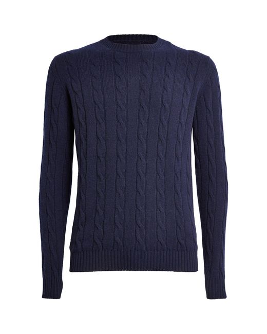Harrods Blue Cashmere Cable-knit Sweater for men