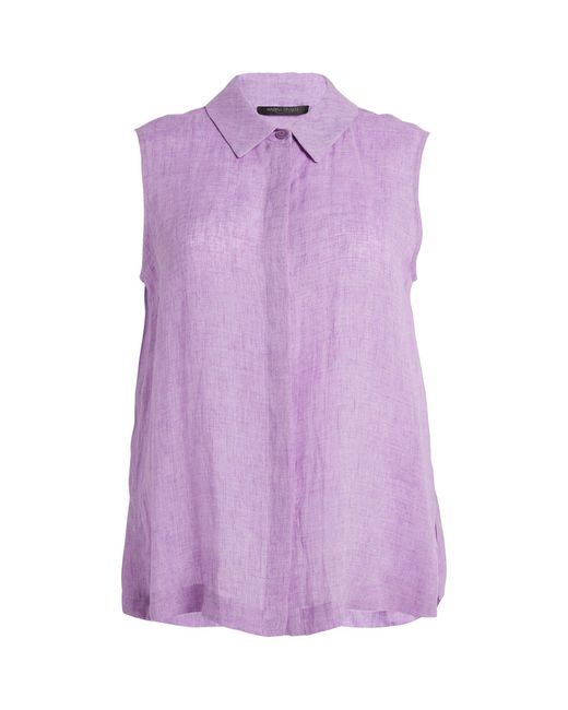 Marina Rinaldi Purple Linen Collared Shirt