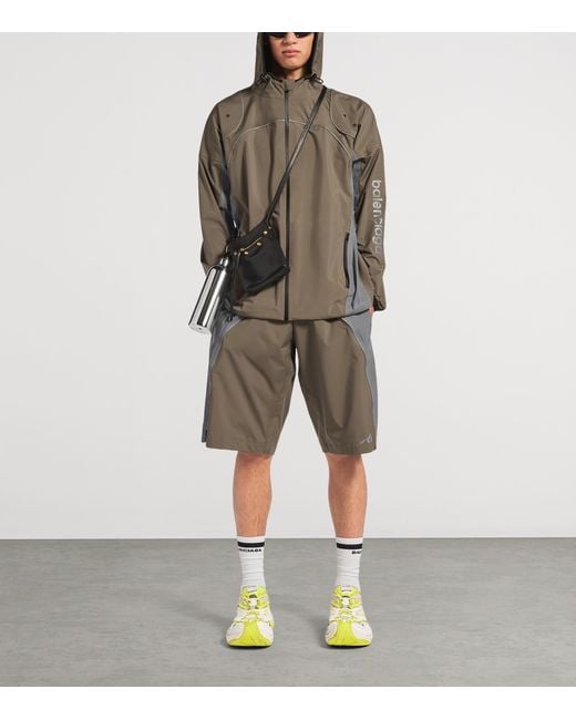 Balenciaga Brown Reflective Techwear Zip-Up Jacket for men