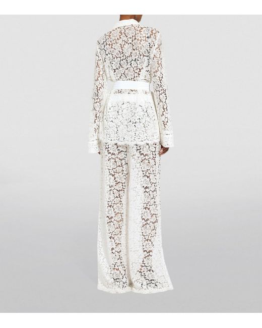 Dolce & Gabbana White Lace Wide-Leg Trousers