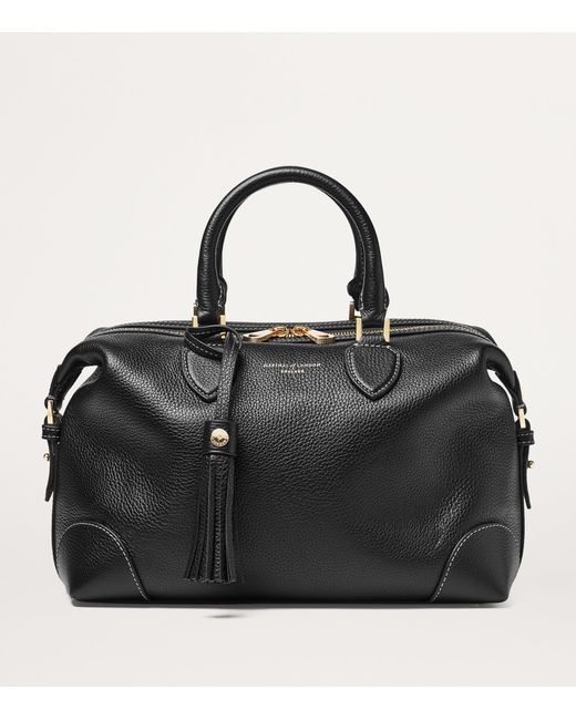 Aspinal Black Leather Midi The Hudson Bowling Bag