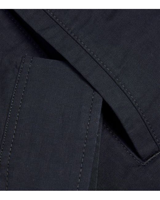 Emporio Armani Blue Linen-blend Hooded Jacket for men